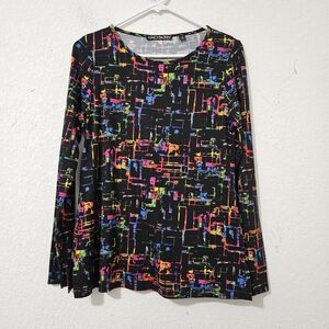 ​SnoSkins Vibrant Abstract "Matrix" Print Long Sleeve Top